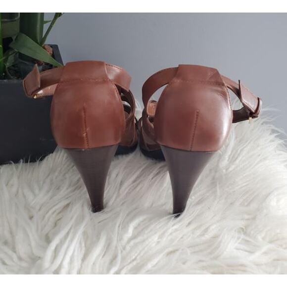Franco Fortini Korbin Brown Strappy Leather Open Toe Heels Sandals Size 11M - Picture 4 of 8